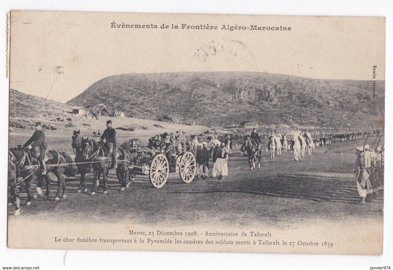 Evènements De La Frontière Algéro-Marocaine, Maroc 1908 Anniversaire De Taforalt, Cachet La Poste Corse 1944 - Autres & Non Classés