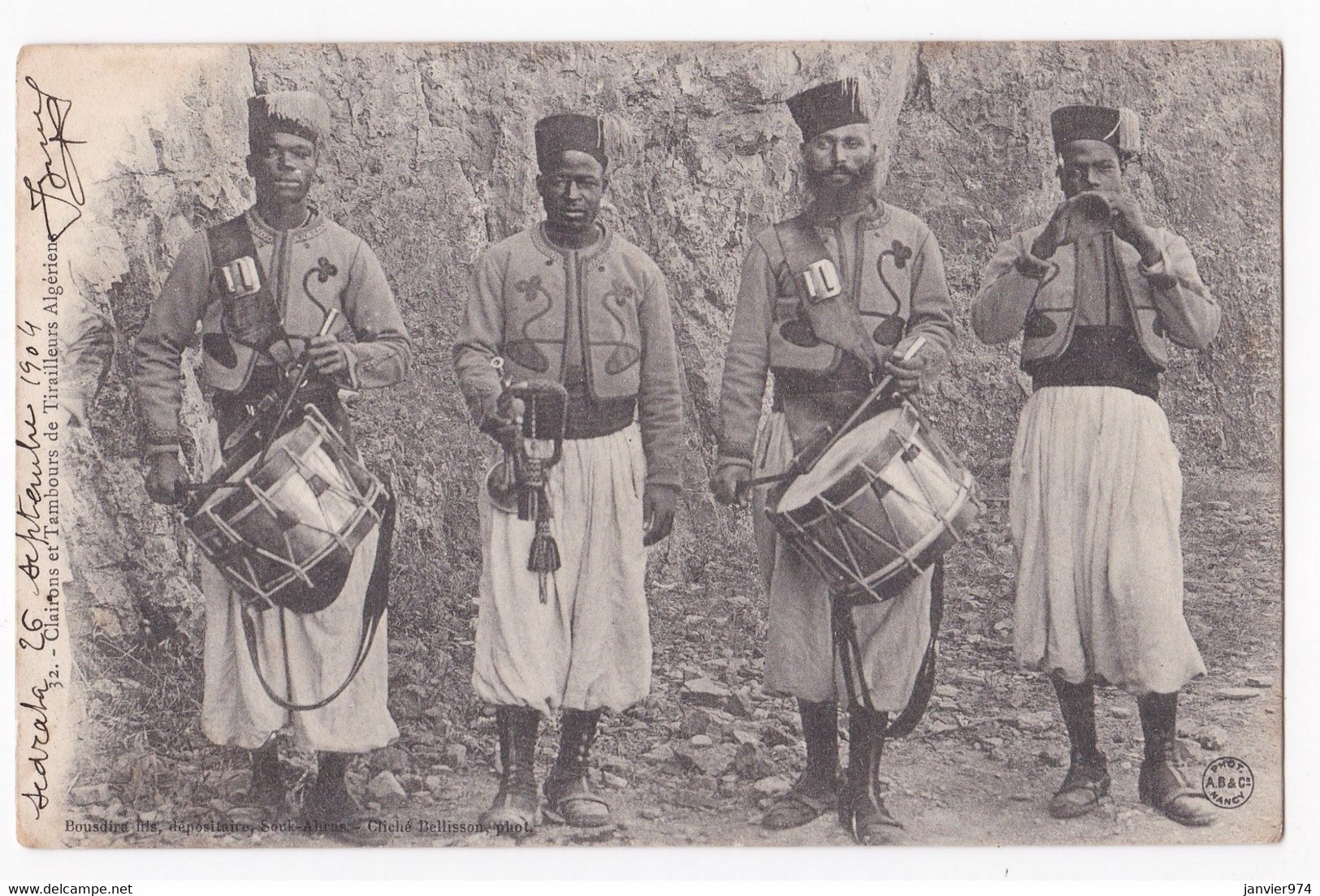 CPA N° 32. Clairons Et Tambours De Tirailleurs Algériens, Circulé En 1904 - Szenen