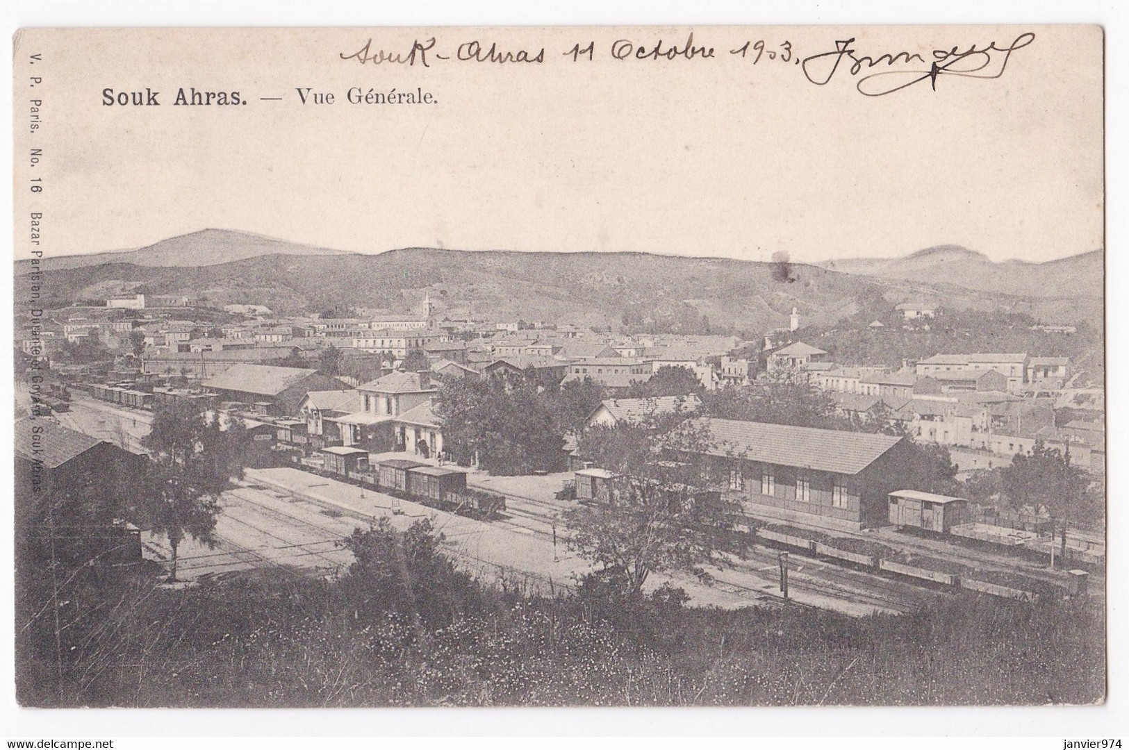 CPA Souk Ahras , Vue Generale .Biskra Constantine Circulé En 1903, - Souk Ahras