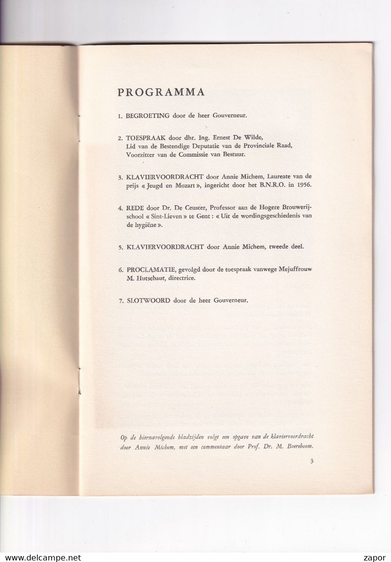 Programma Brochure Diploma Uitreiking - Provinciale School Voor Verpleegsters - Gent - 1957-1958 - Schulbücher