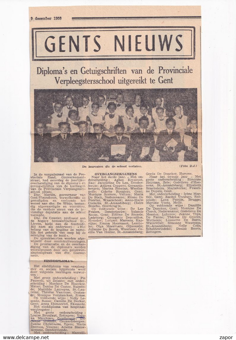 Programma Brochure Diploma Uitreiking - Provinciale School Voor Verpleegsters - Gent - 1957-1958 - Schulbücher