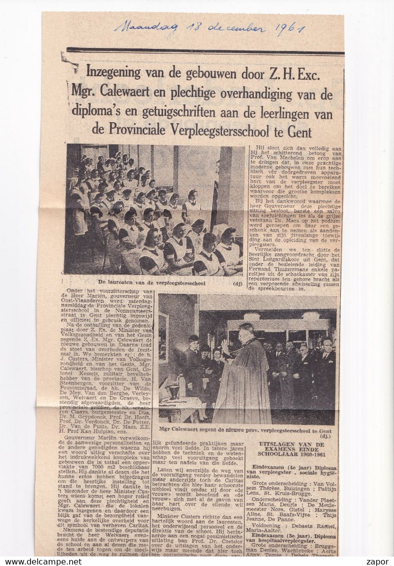 Programma Brochure Diploma Uitreiking - Provinciale School Voor Verpleegsters - Gent - 1960-1961 - Scolaire