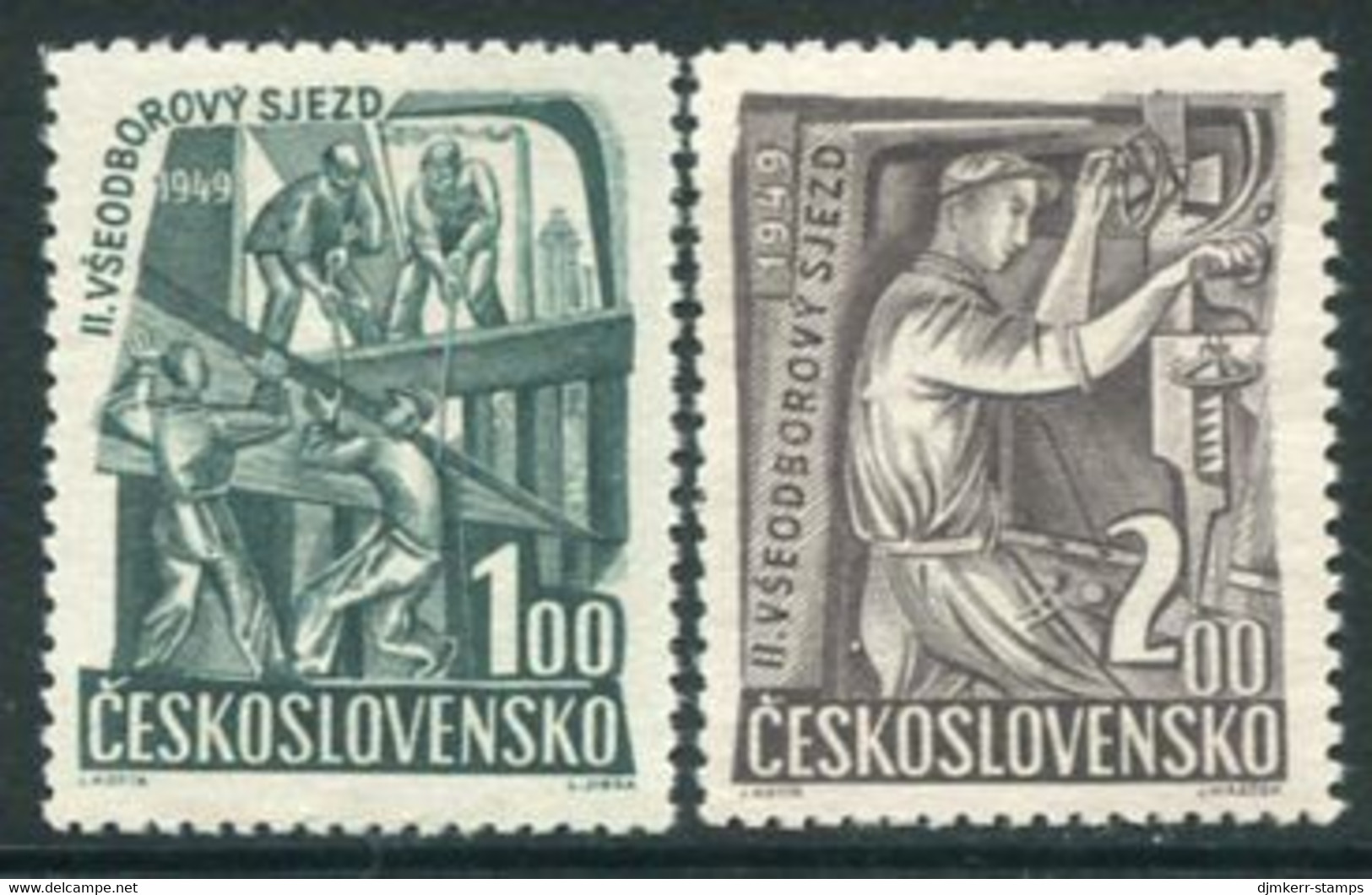 CZECHOSLOVAKIA 1949 Trades Unions Congress MNH / **.  Michel 597-98 - Unused Stamps