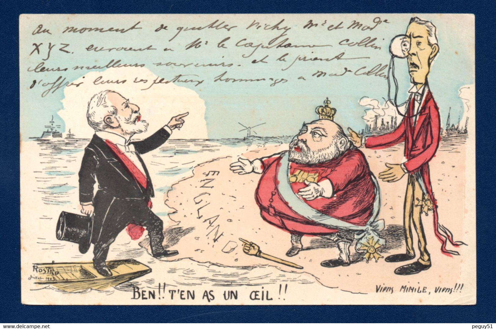 Le Président Emile Loubet Et Le Roi Edouard VII. Visite à Londres, Juillet 1903. Illustrateur Eugène Tézier ( Rostro) - Satirical