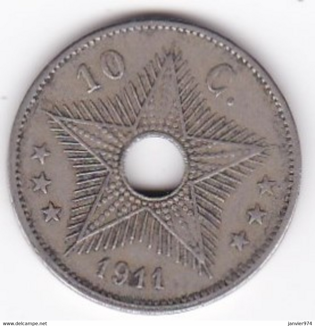 CONGO BELGE , 10 CENTIMES 1911 , ALBERT I - 1910-1934: Albert I