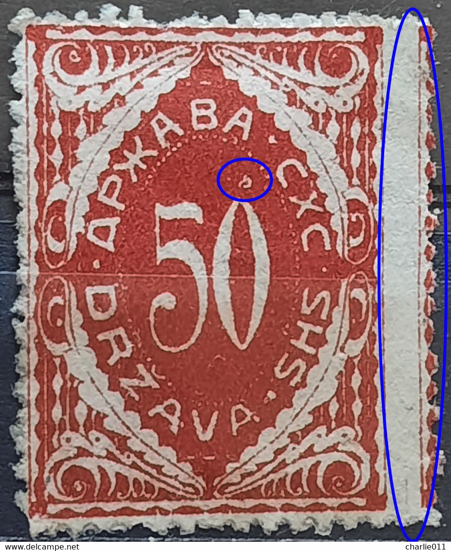 NUMBERS-PORTO III-50 VIN-ERROR-DOT-SHS-SLOVENIA-YUGOSLAVIA-CROATIA-1919 - Non Dentelés, épreuves & Variétés