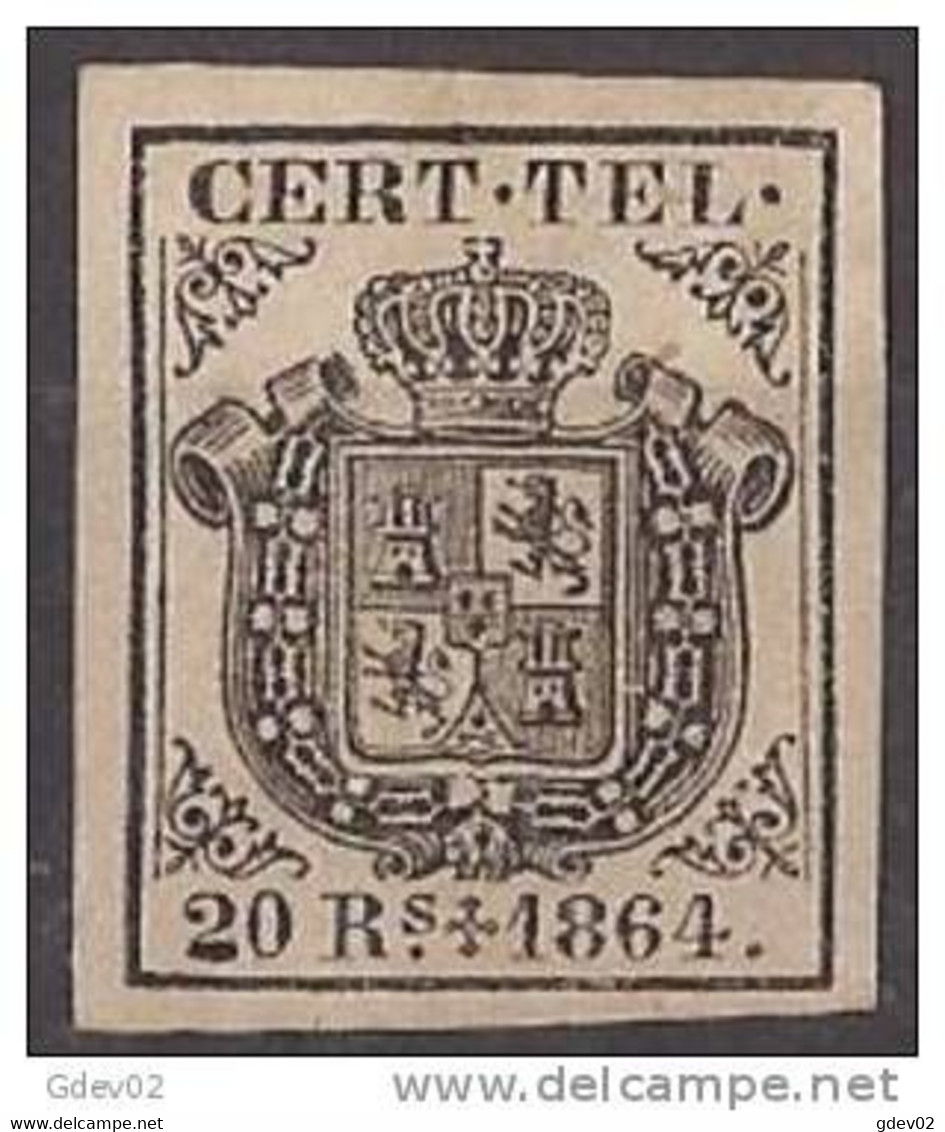 ESTGF4-L2154.Espagne. Spain.ESCUDO DE ESPAÑA.TELEGRAFOS  DE ESPAÑA .1864 (Ed 4*)  MAGNIFICO.. - Télégraphe