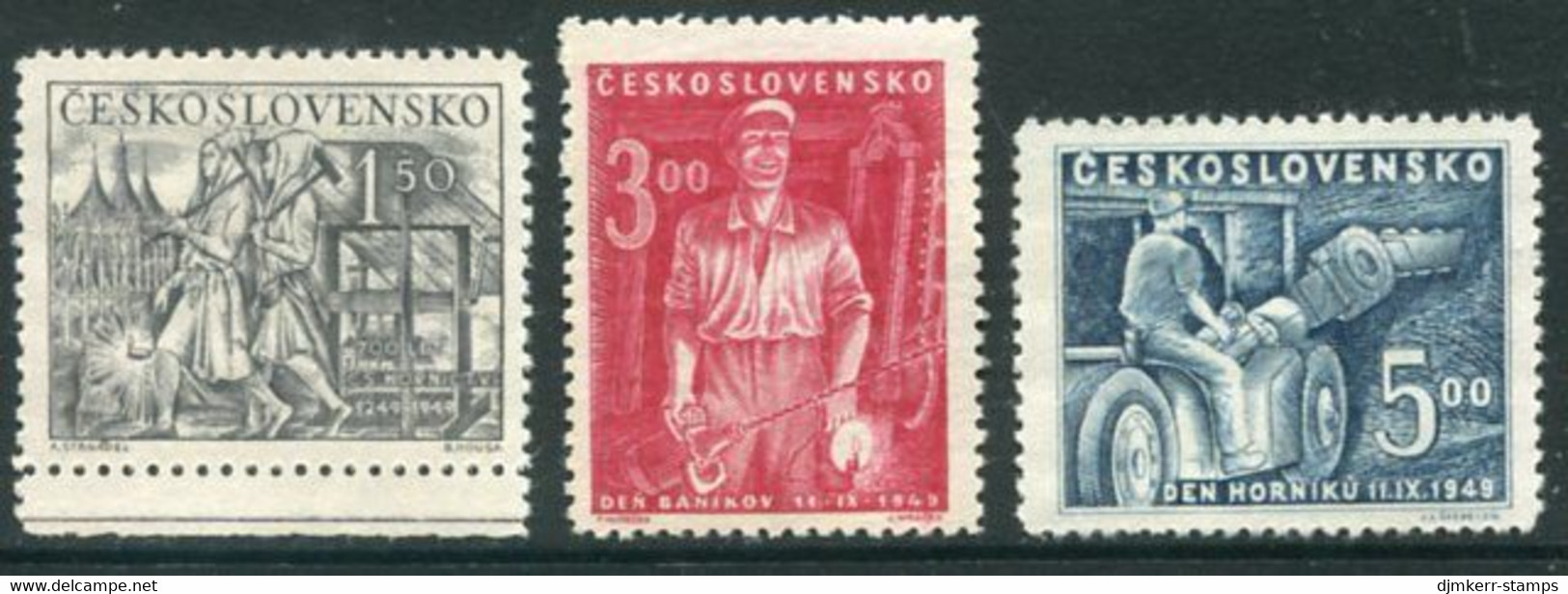 CZECHOSLOVAKIA 1949 700th Anniversary Of Mining MNH / **.  Michel 594-96 - Unused Stamps