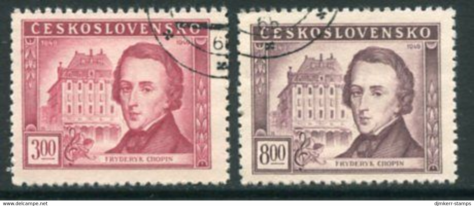 CZECHOSLOVAKIA 1949 Chopin Death Centenary Used.  Michel 581-82 - Usados