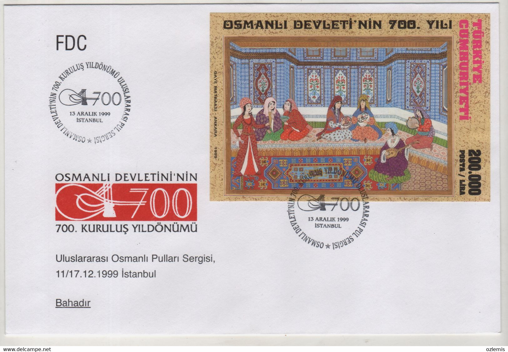 TURKEY,TURKEI,TURQUIE ,1999 ,700 TH. YEAR OF FOUNDATION OF OTTOMAN EMPIRE STAMP EXHIBITION ,12 FDC FIRST DAY - Brieven En Documenten