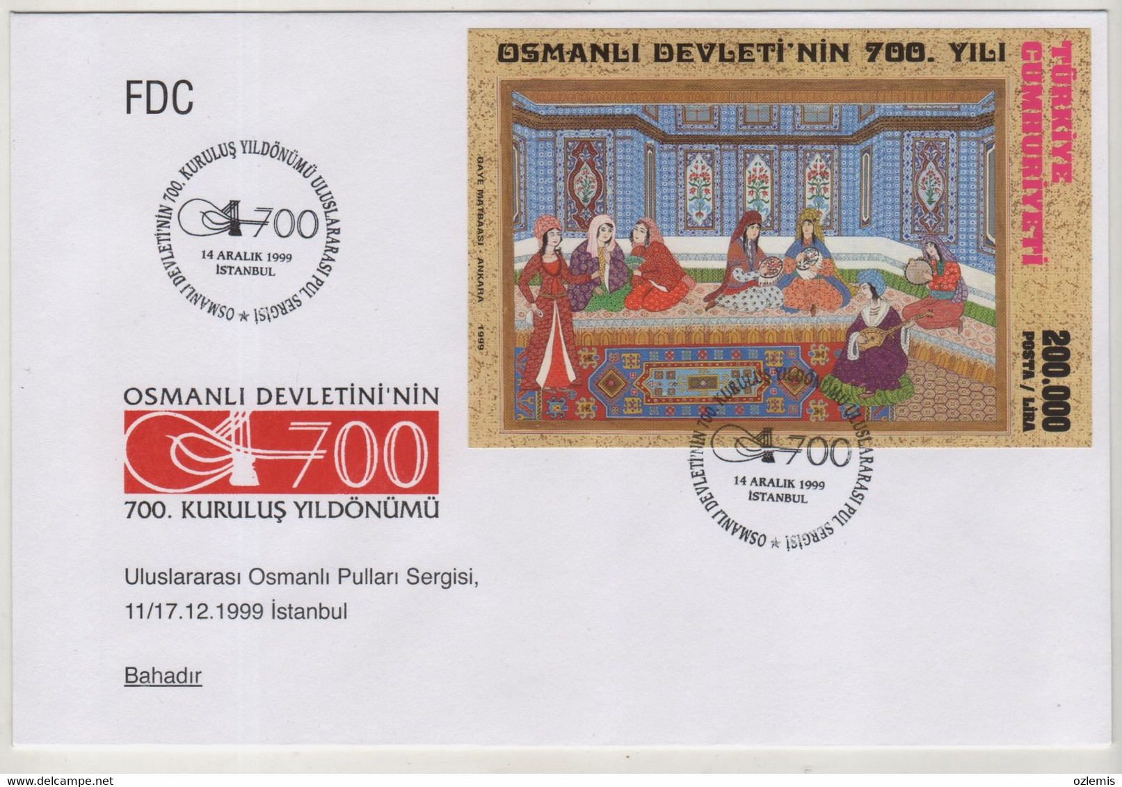 TURKEY,TURKEI,TURQUIE ,1999 ,700 TH. YEAR OF FOUNDATION OF OTTOMAN EMPIRE STAMP EXHIBITION ,12 FDC FIRST DAY