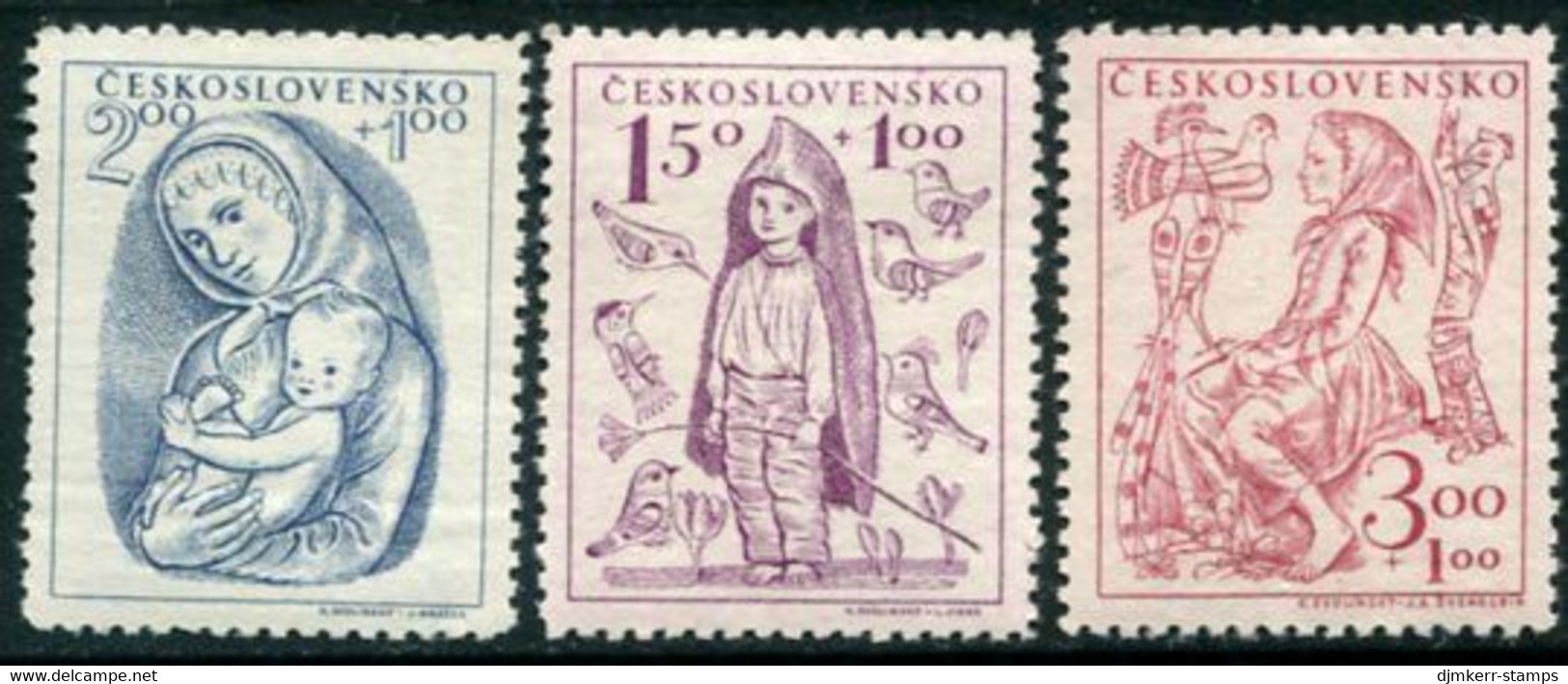CZECHOSLOVAKIA 1948 Child Welfare MNH / **.  Michel 559-61 - Unused Stamps