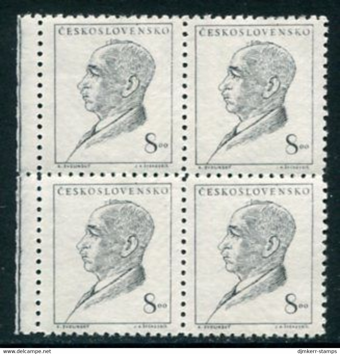 CZECHOSLOVAKIA 1948 Death Of Edvard Benes Block Of 4 MNH / **.  Michel 549 - Neufs