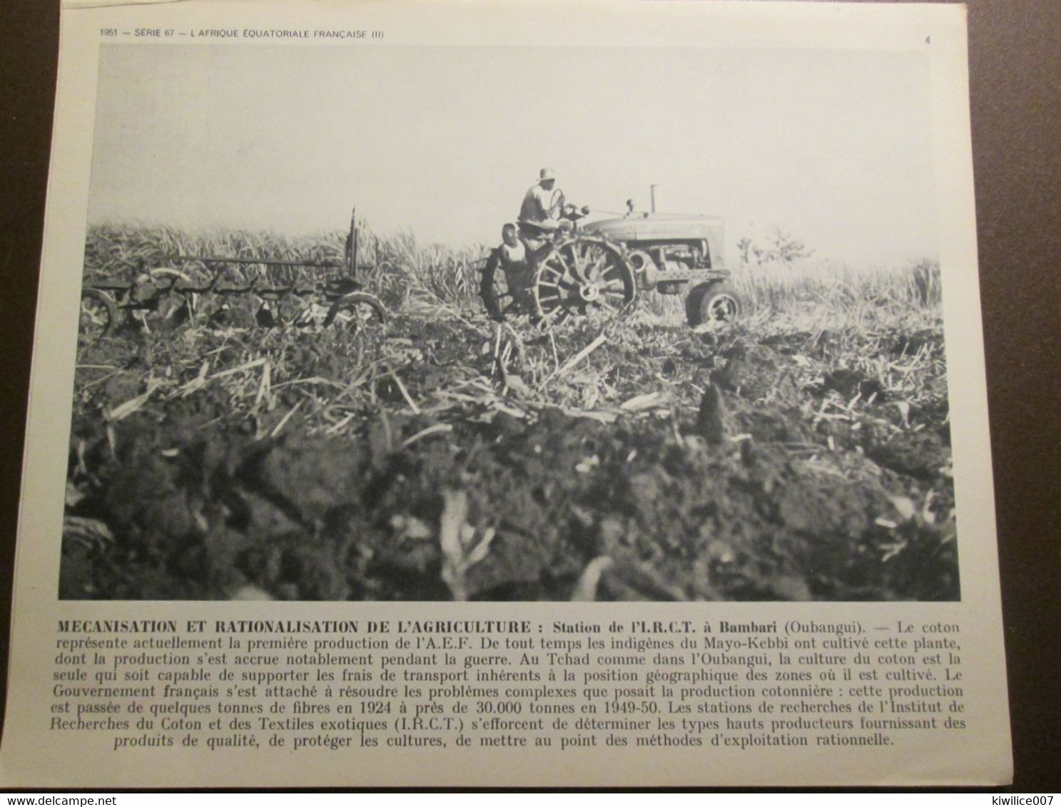 BAMBARI    Mecanisation  Agricuture  Tracteur        1950 1960    Documentation Photographique - Centrafricaine (République)