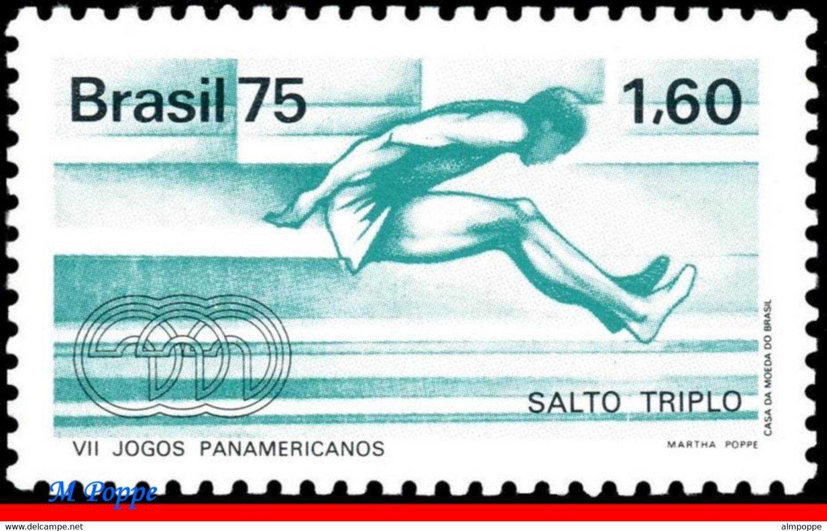 Ref. BR-1421 BRAZIL 1975 SPORTS, PAN-AMERICAN GAMES,TRIPLE, JUMP WORLD RECORD, MI# 1517, MNH 1V Sc# 1421 - Ungebraucht