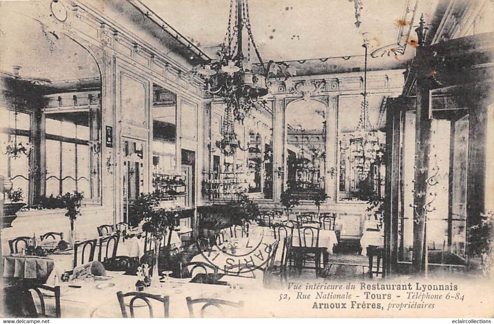 Tours       37         Hôtel. Restaurant;    Salle A Manger Du Restaurant Lyonnais   (voir Scan) - Tours