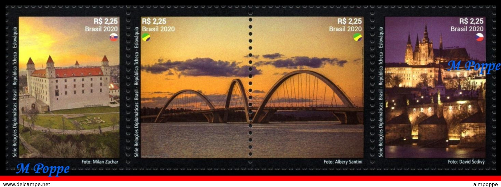 Ref. BR-V2020-07+E BRAZIL 2020 ARCHITECTURE, RELATIONS CZECH REPUBLIC, & SLOVAKIA, BRIDGES, MNH + BROCHURE 4V - Ongebruikt