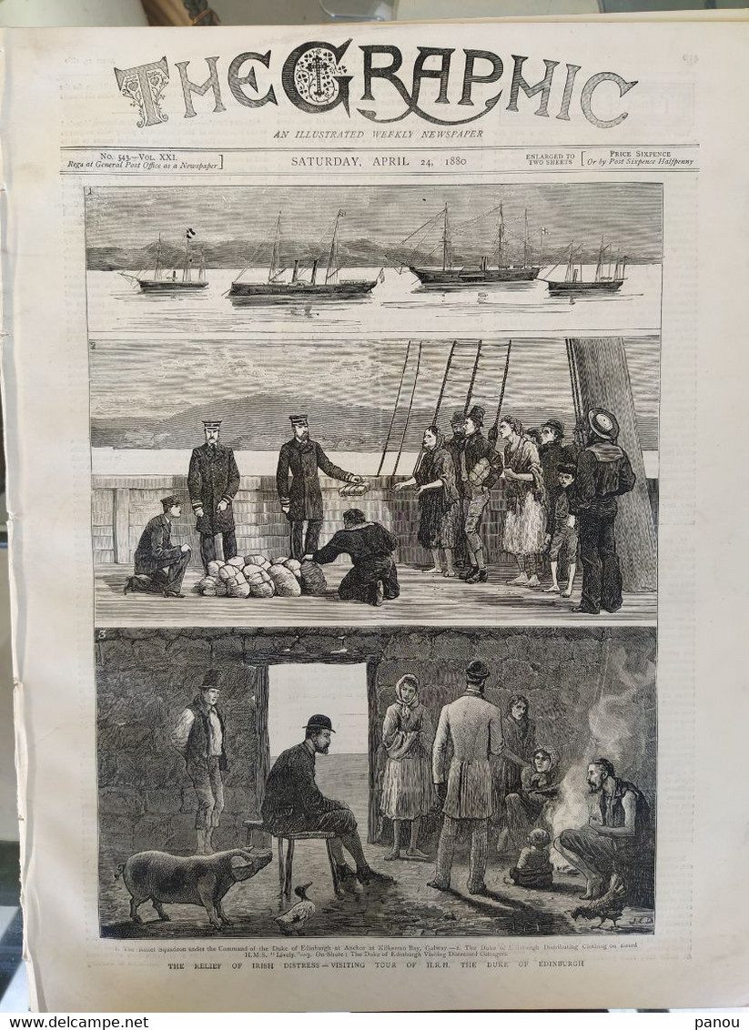 THE GRAPHIC NEWSPAPER MAGAZINE 543 / 1880. DISTRESS IRELAND. KANGAROO HUNT AUSTRALIA. BARODA VADODARA INDIA. GLADSTONE - Autres & Non Classés