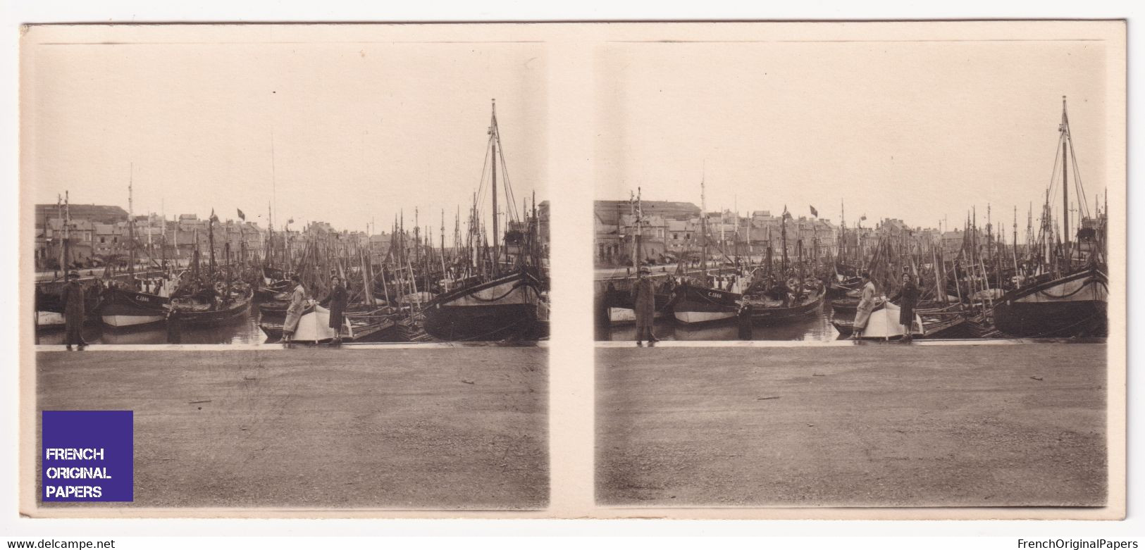 Port En Bessin / 14 Calvados Photo Stéréoscopique 1950 12,8x5,8cm Bateau Chalutier De Pêche Pêcheur A60-19 - Photos Stéréoscopiques