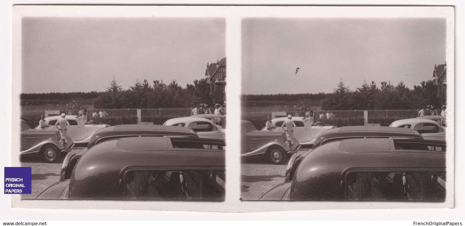 La Baule Escoublac Loire-Atlantique Photo Stéréoscopique 1930/40 12,8x5,8cm Concours Automobile Hôtel Voiture A60-23 - Stereoscopio