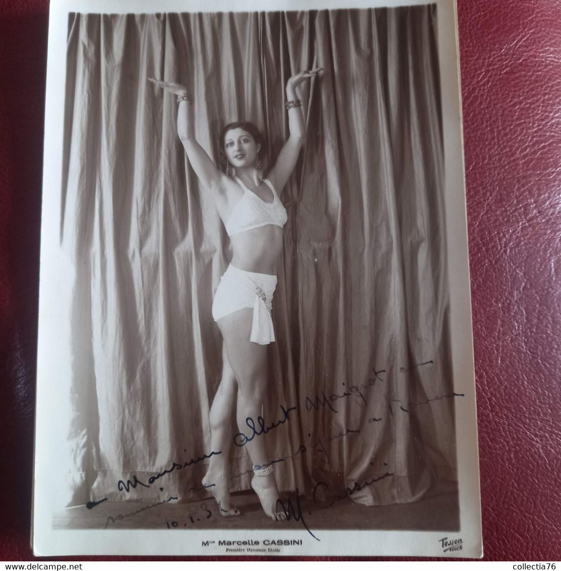 PHOTO ANCIENNE ACTEUR THEATRE DES ARTS ROUEN DEDICACEE MAIGROT MARCELLE CASSINI DANSEUSE ETOILE OPERA 1934 18 X 25 CM - Célébrités