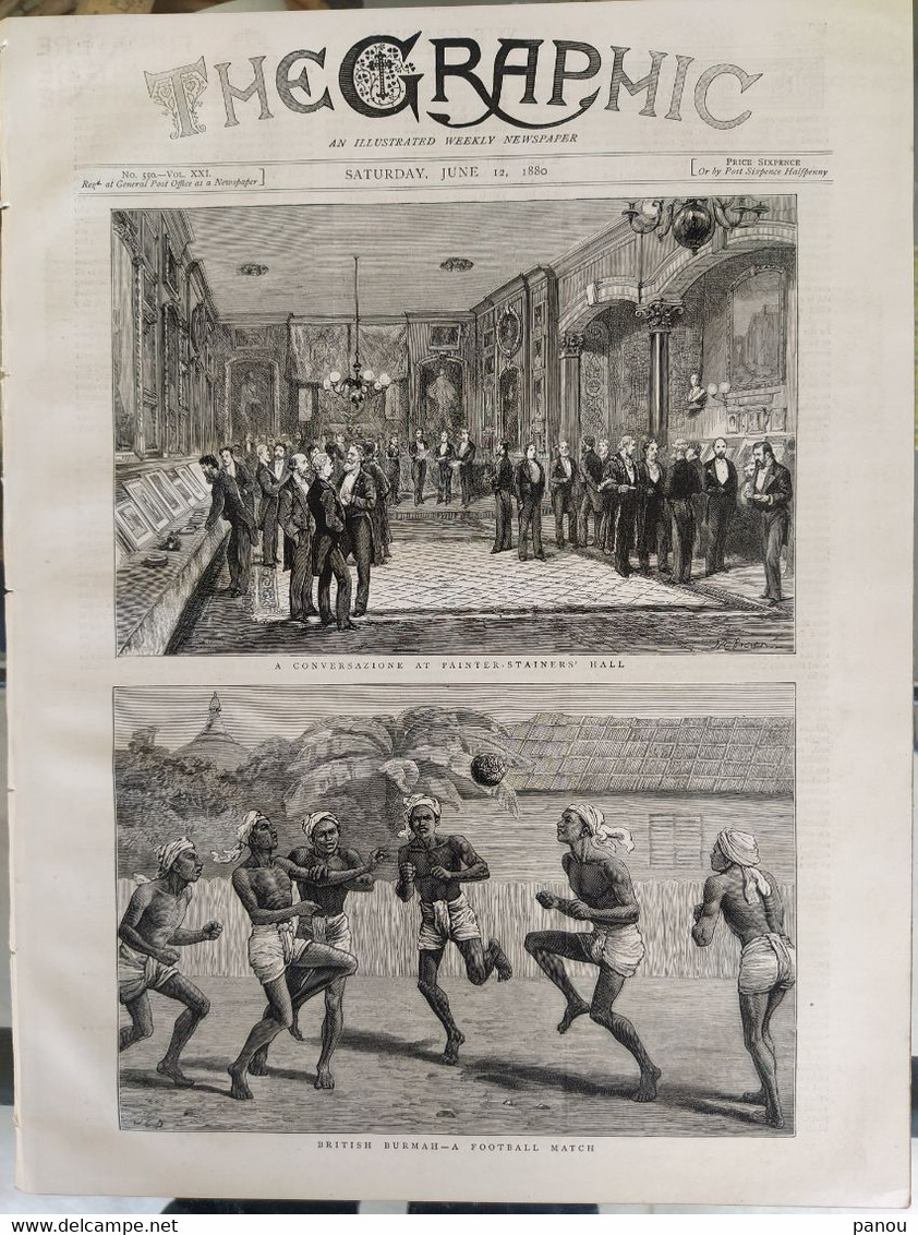 THE GRAPHIC NEWSPAPER MAGAZINE 550 / 1880. BURMAH  FOOTBALL MATCH. CHINA. CONSTANTINOPLE. NEPAUL NEPAL DURBAR INDIA - Sonstige & Ohne Zuordnung