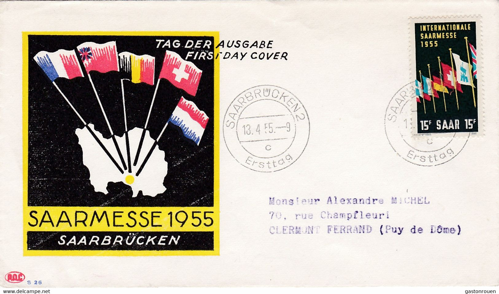 Premier Jour FDC Sarre Saar 1955 341 3eme Foire Internationale SAARBRUCKEN - FDC