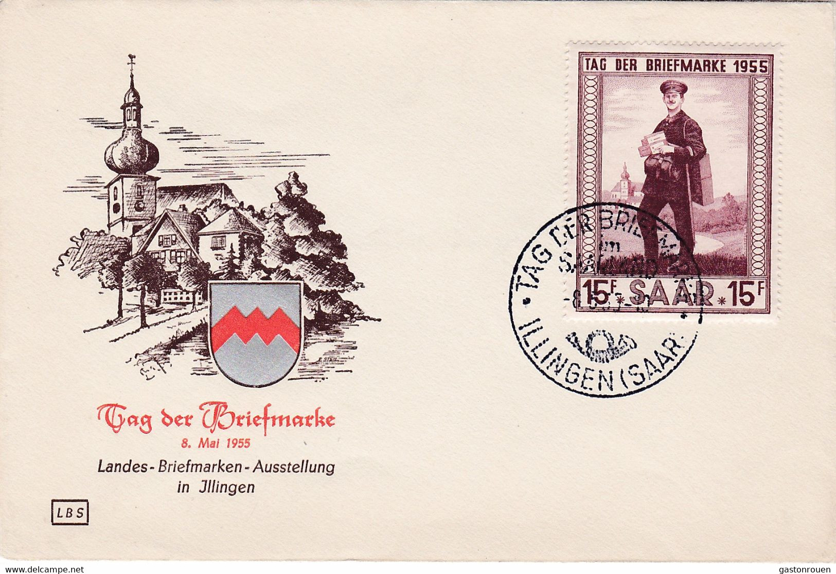 Premier Jour FDC Sarre Saar 1955 342 Journée Du Timbre Tag Der Briefmarke - FDC