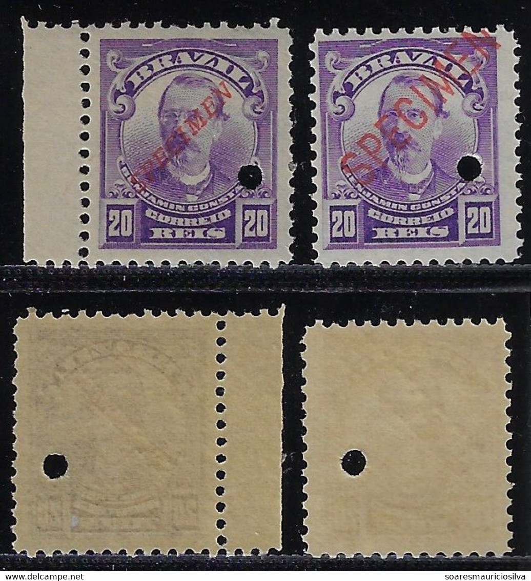 Brazil 1915 Stamp 20 Réis Benjamin Constant Specimen 2 Different Overprint Mint Military Engineer Teacher And Politician - Neufs