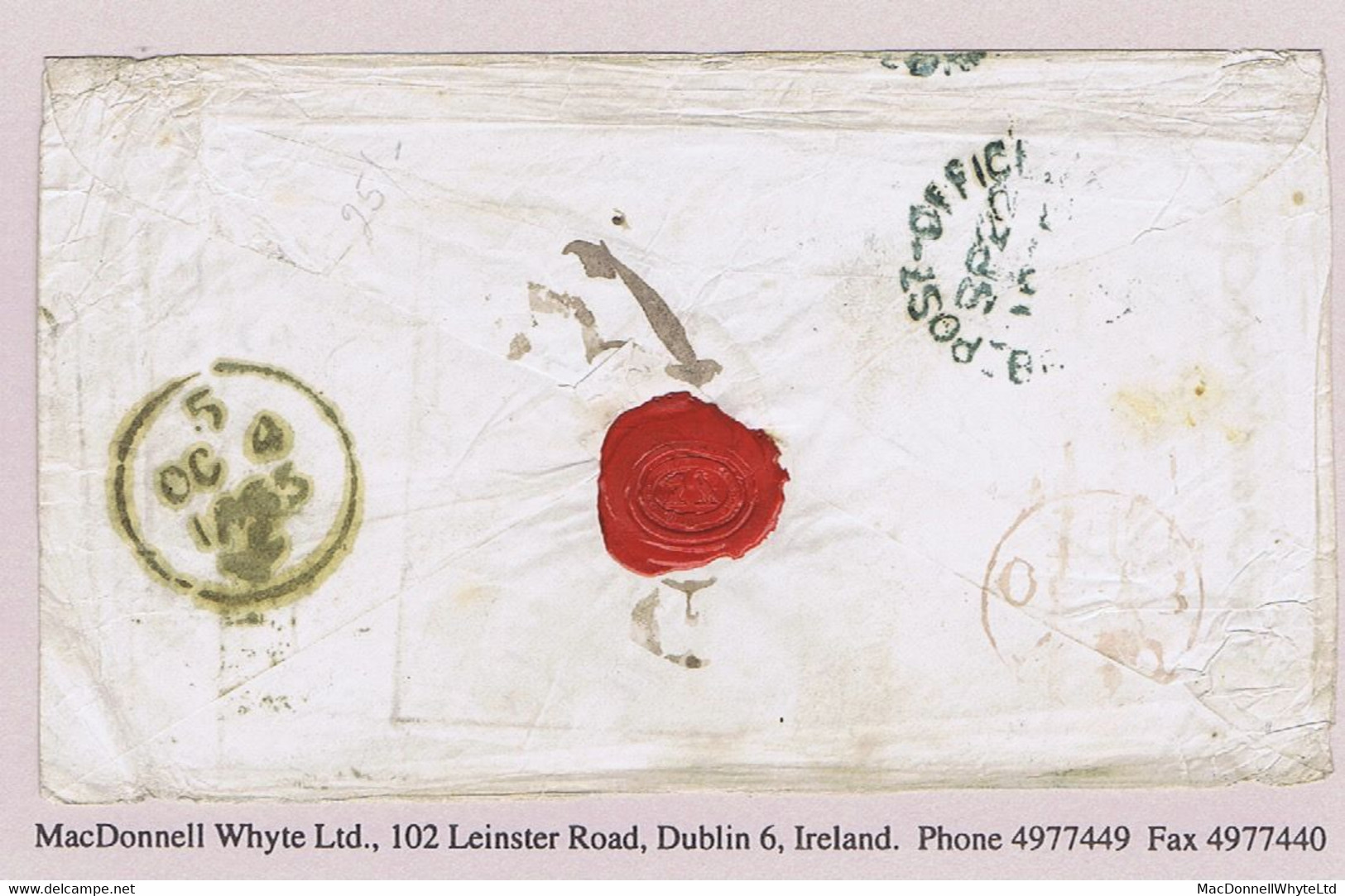 Ireland Military Crimea Down 1855 Cover From POST OFFICE BRITISH ARMY SP 22 Crimea To Dublin Double Rate - Préphilatélie