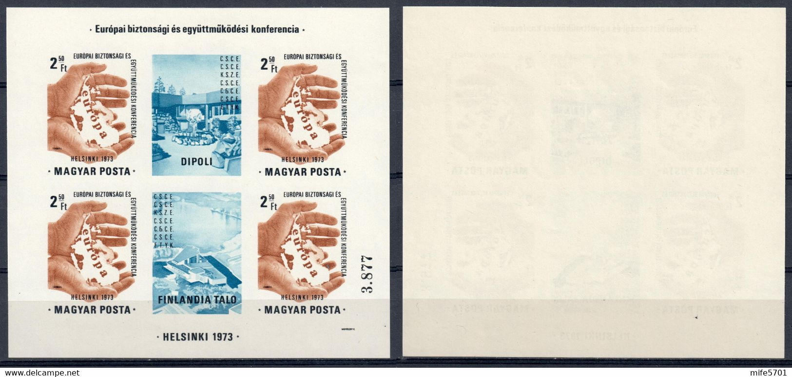 UNGHERIA 1973 FOGLIETTO HELSINKI CONFERENZA EUROPEA SULLA SICUREZZA E LA COOPERAZIONE Ft. 2,50 - MNH ** - MICHEL BF99B - Hojas Conmemorativas