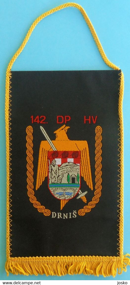 142. DP DRNIŠ (Domobranska Pukovnija) - Croatia Army Old Larger Pennant * Flag Croatie Armee Kroatien Croazia Croacia - Flaggen