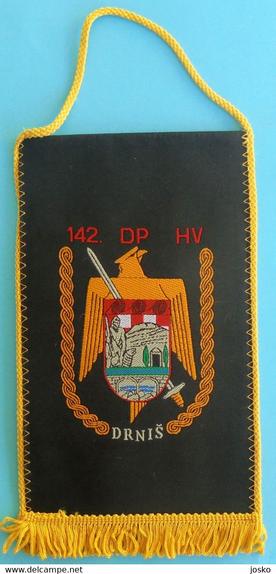 142. DP DRNIŠ (Domobranska Pukovnija) - Croatia Army Old Larger Pennant * Flag Croatie Armee Kroatien Croazia Croacia - Drapeaux