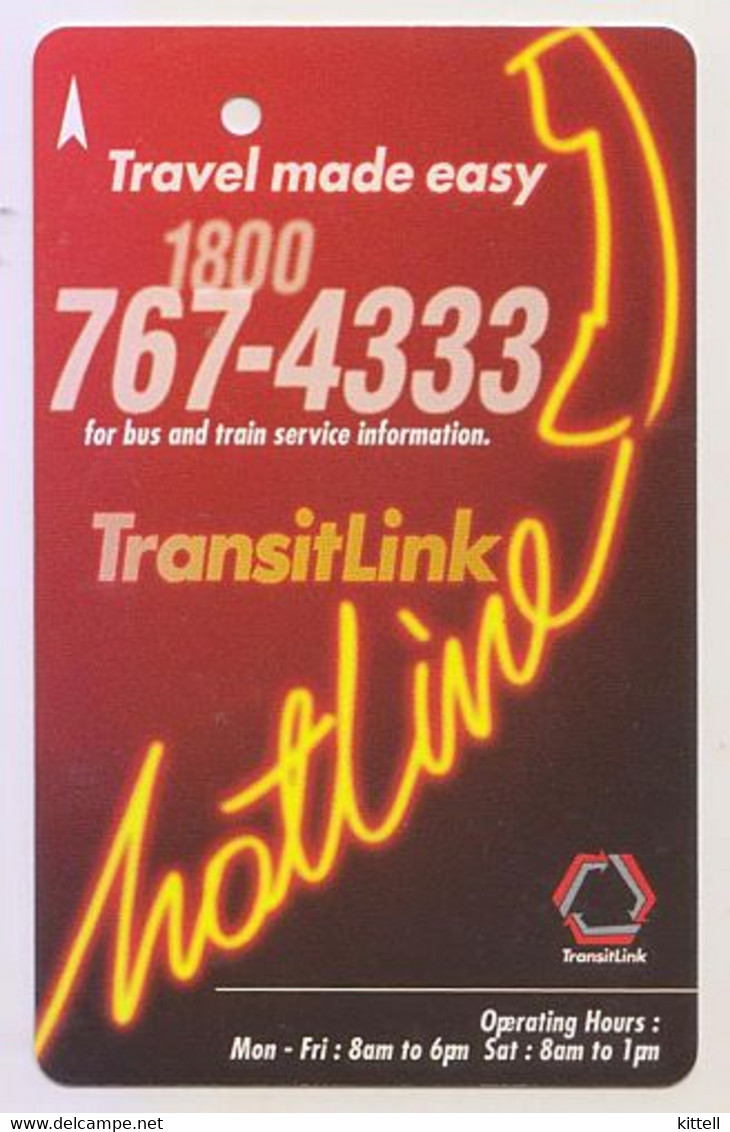 Singapore Old Transport Subway Train Bus Ticket Card Transitlink Unused Hotline - Monde