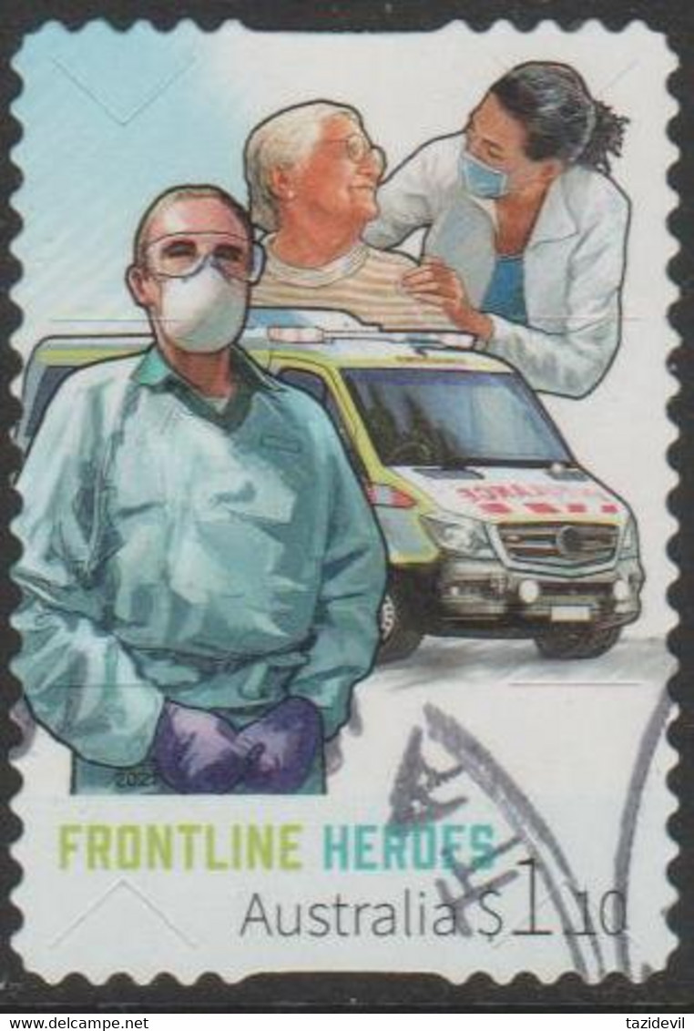 AUSTRALIA - DIE-CUT - USED 2021 $1.10 Frontline Heroes - Ambulance Staff - Gebraucht