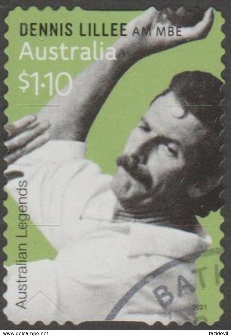 AUSTRALIA - DIE-CUT - USED 2021 $1.10 Australian Legends Of Cricket - Dennis Lillie AM MBE - Gebruikt