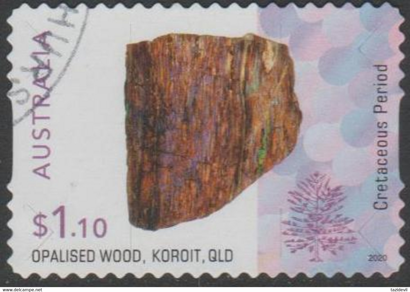 AUSTRALIA - DIE-CUT - USED 2020 $1.10 Opalised Fossils - Wood - Used Stamps