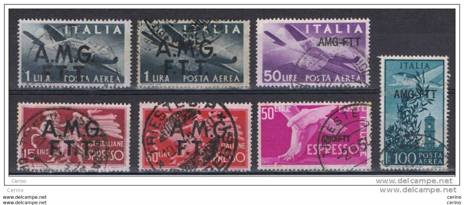 TRIESTE  A:  1947/52  SERVIZI  -  7  VAL. US. -  SASS. VARI - Posta Aerea