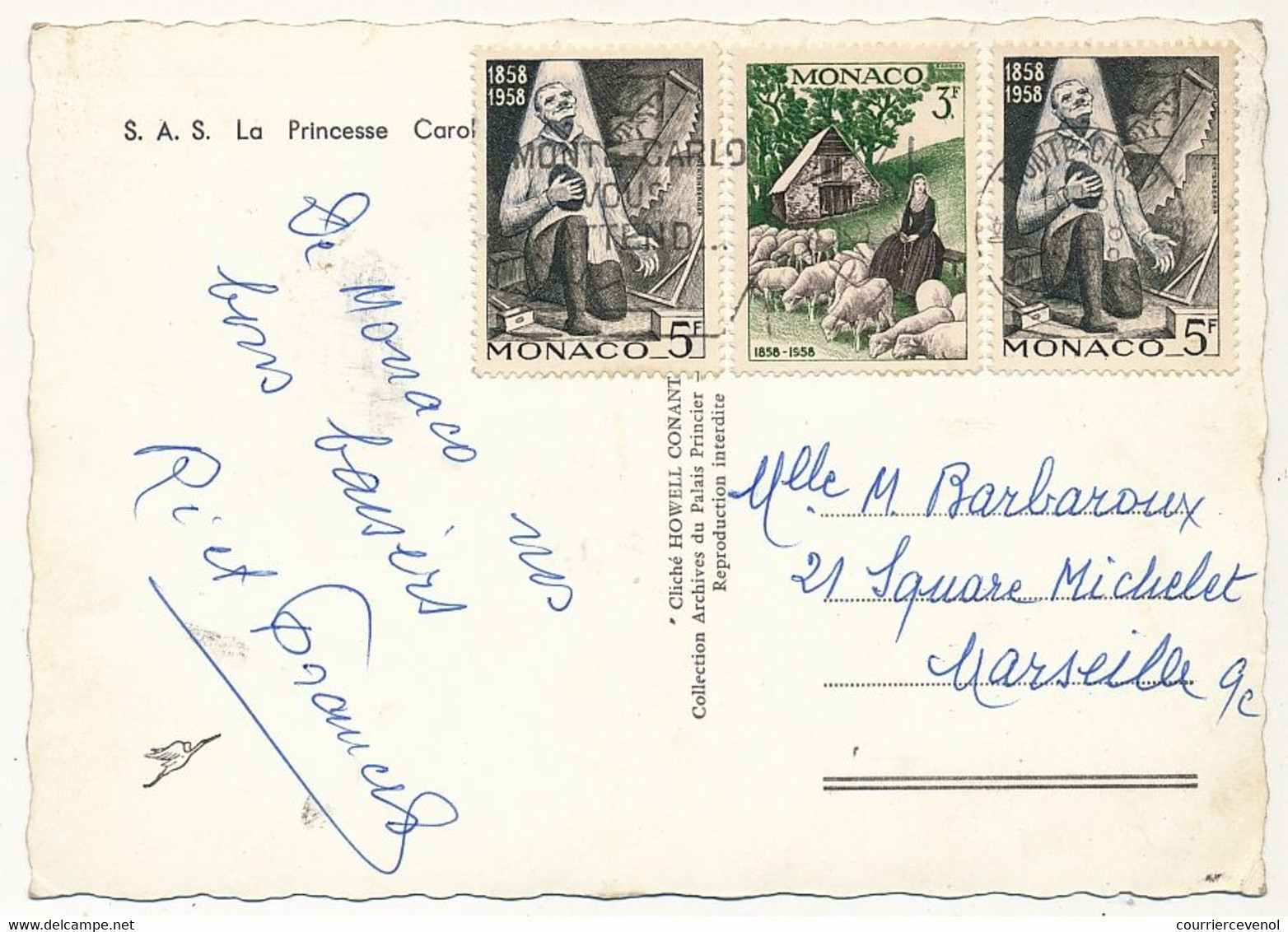 MONACO => CPM Affranchissement Composé 1976 - Princesse Caroline - Storia Postale