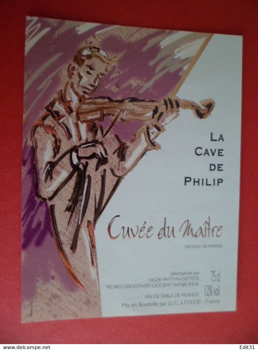 Etiquette Vin La Cave De Philip N- Musique Violon - Cuvée Du Maitre - Gironde - Violine