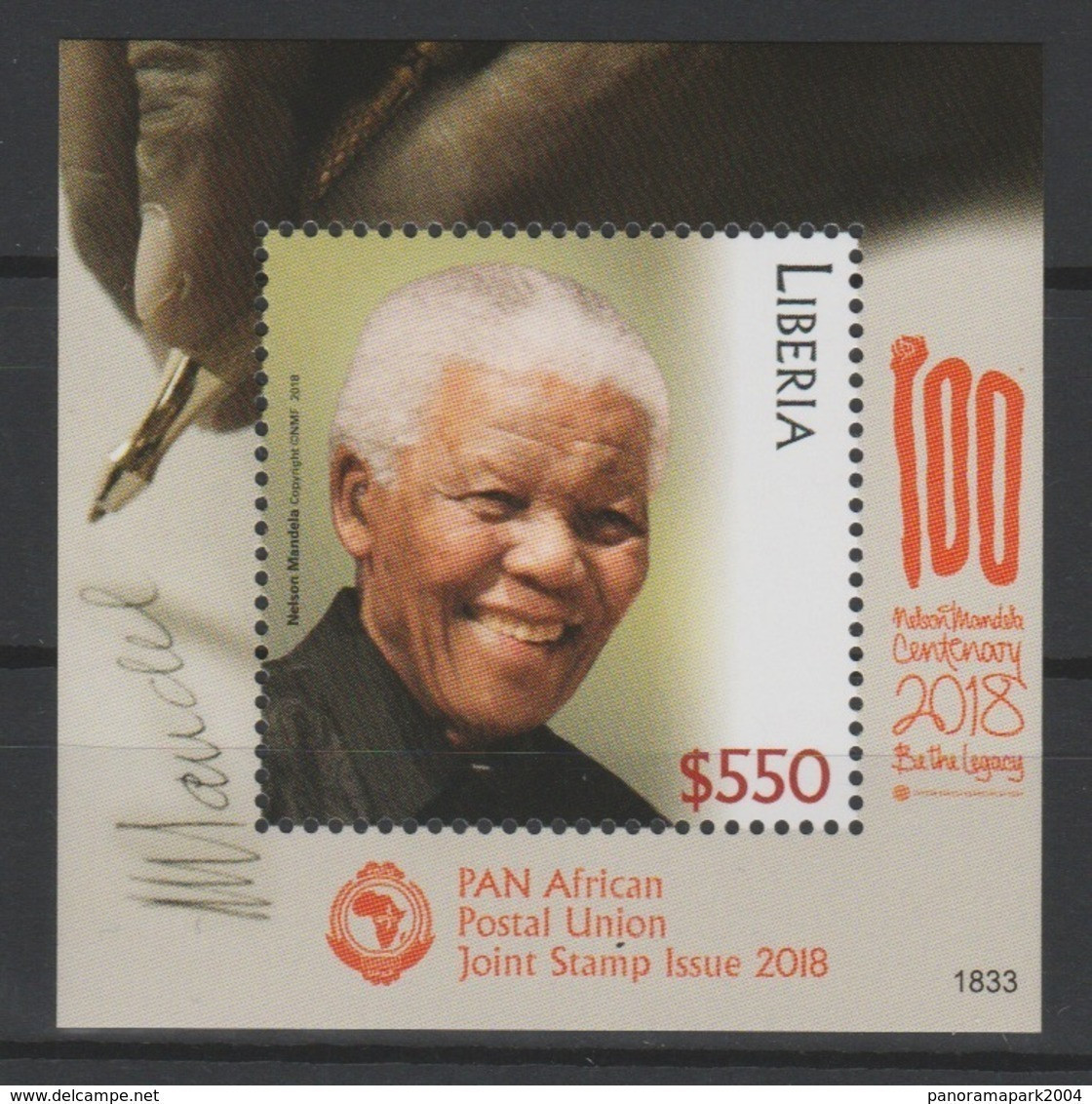 Liberia 2018 Mi. ? S/S Joint Issue PAN African Postal Union Nelson Mandela Madiba 100 Years - Liberia