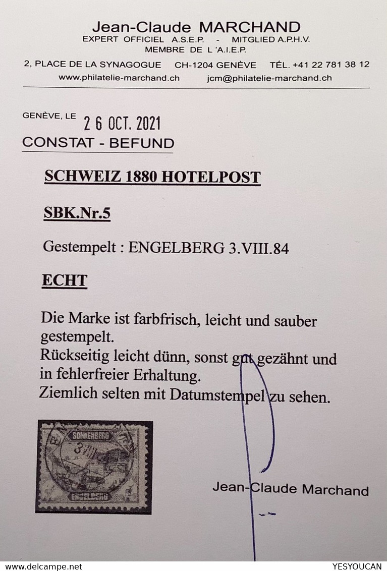 RRR ! Schweiz Hotelpost Engelberg Hotel-Pension Sonnenberg 1880 Attest Marchand(Switzerland OW Local Post Eagle Cow - Gebraucht