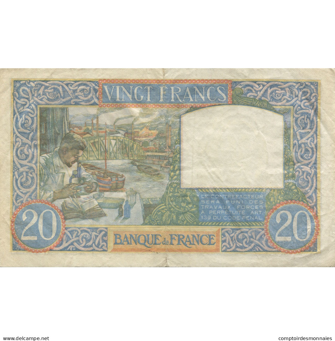 France, 20 Francs, Science Et Travail, 1941, 1941-02-20, TTB+, Fayette:12.12 - 20 F 1939-1942 ''Science Et Travail''