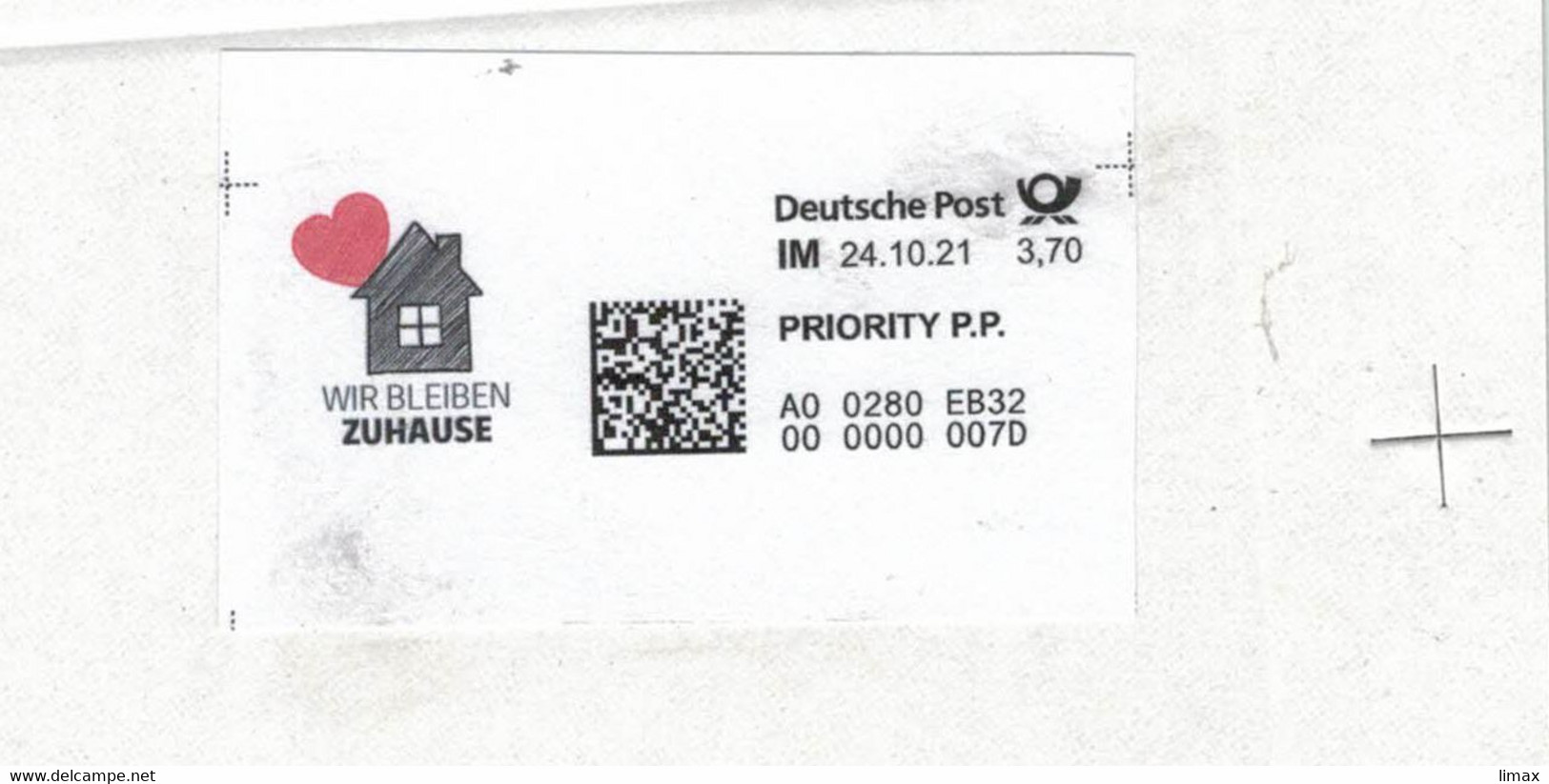 Wir Bleiben Zuhause - Corona Covid - Priority QR-Code 2021 Label - Franking Machines (EMA)