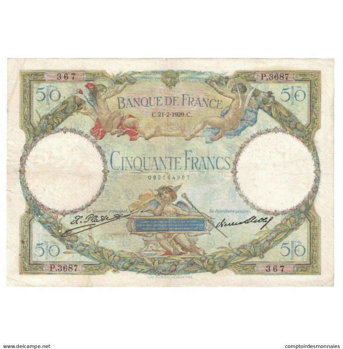 France, 50 Francs, Luc Olivier Merson, 1929, Boyer Strohl, 1929-02-21, TTB - 50 F 1927-1934 ''Luc Olivier Merson''