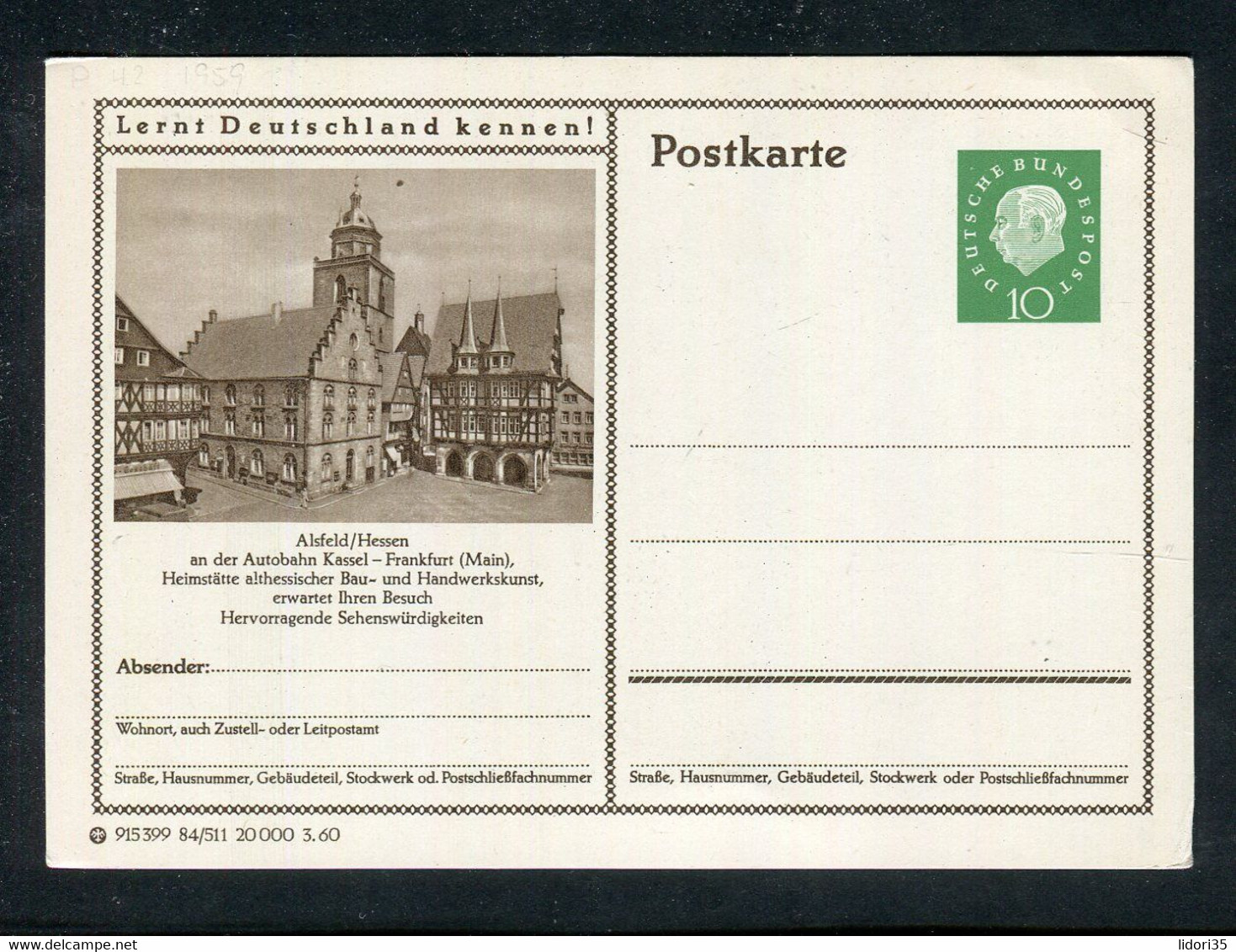 Bundesrepublik Deutschland / 1960 / Bildpostkarte Bild "ALSFELD" ** (6235) - Cartes Postales Illustrées - Neuves