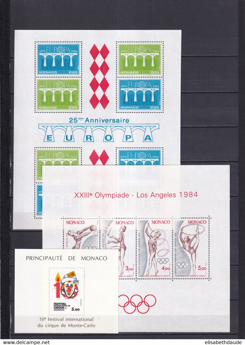 PROMOTION MONACO - 1984 - ANNEE COMPLETE Avec POSTE AERIENNE ET BLOCS (DONT EUROPA) ! ** MNH - COTE = 160.5 EUR. - Annate Complete