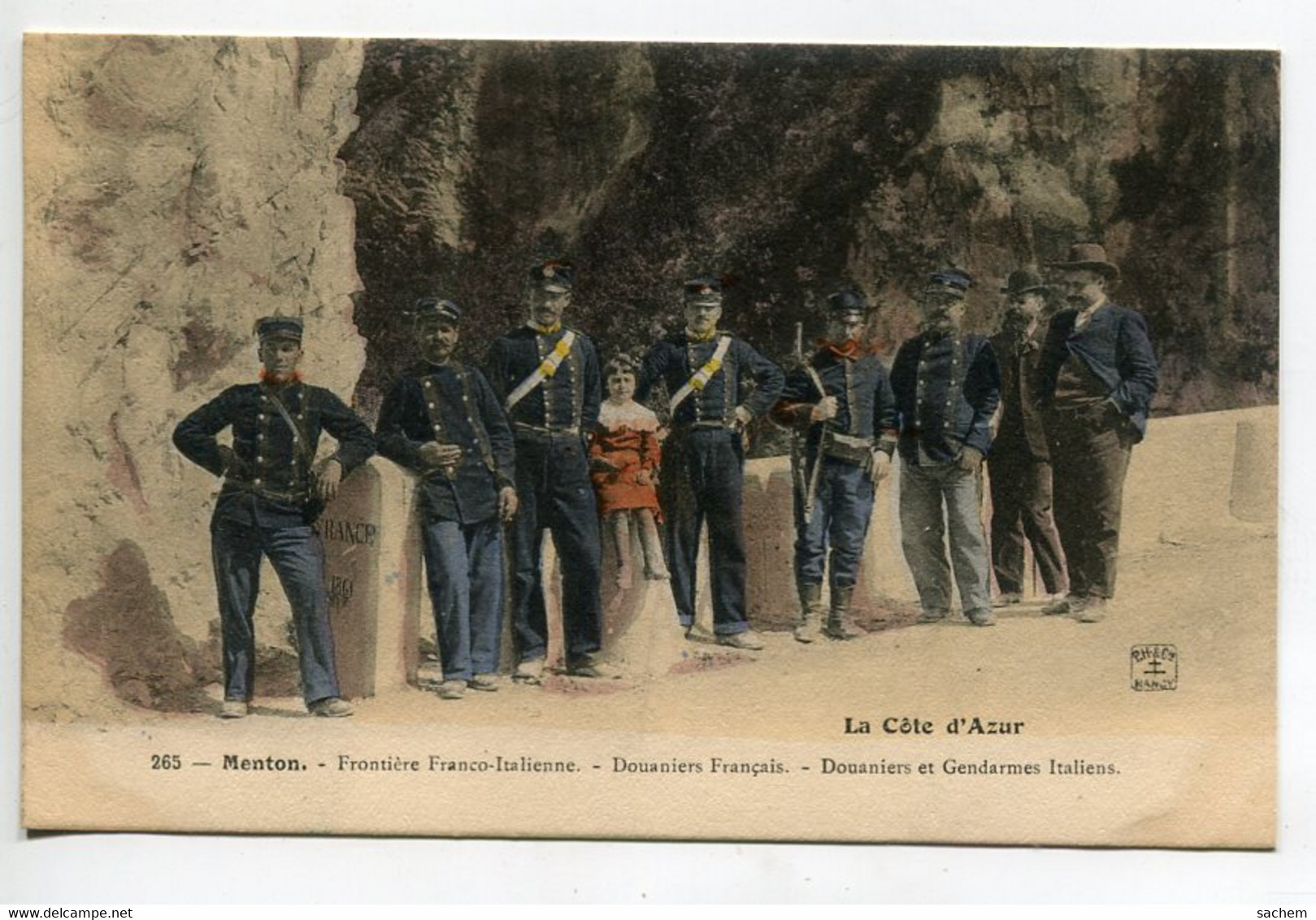 06 MENTON Frontiere Douaniers Francais - Douaniers Et Gendarmes Italiens Couleur 1910 - No 265  D18  2021 - Menton