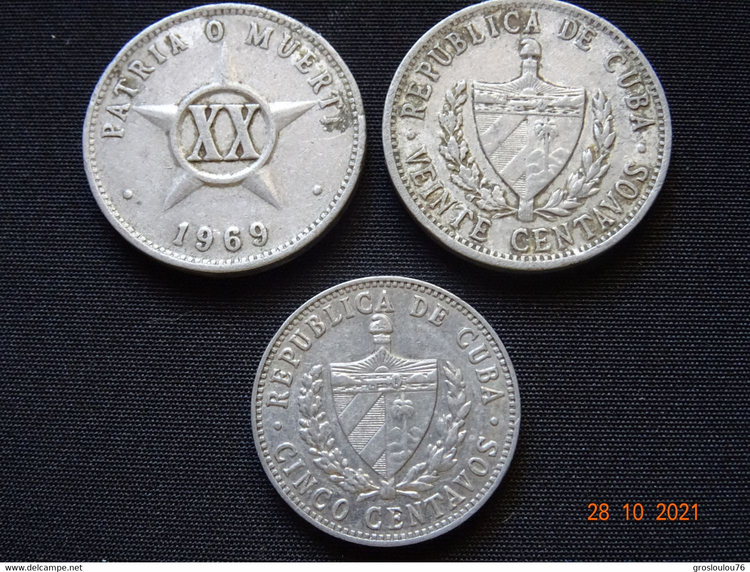 République De CUBA, Lot De 3 Monnaies En Alu 20 Centavos PATRIA  O MUERTE 1969 (x2) Et 5 Centavos PATRIA Y LIBERTAD - Other - America