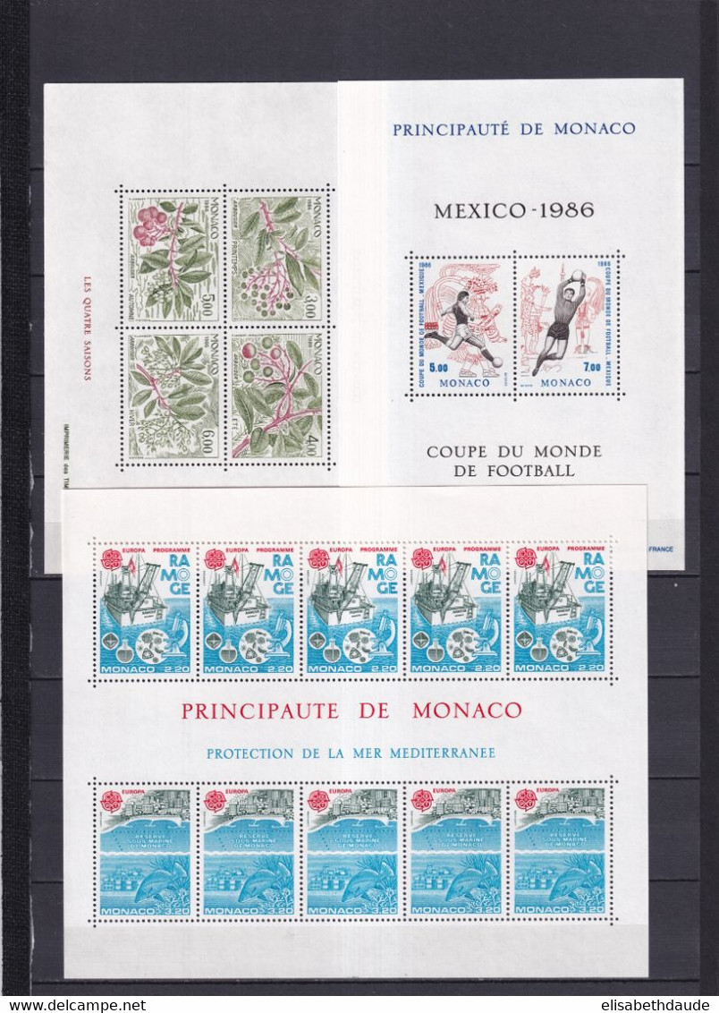 PROMOTION MONACO - 1986 - ANNEE COMPLETE Avec BLOCS (DONT EUROPA) ! ** MNH - COTE = 178 EUR. - Komplette Jahrgänge